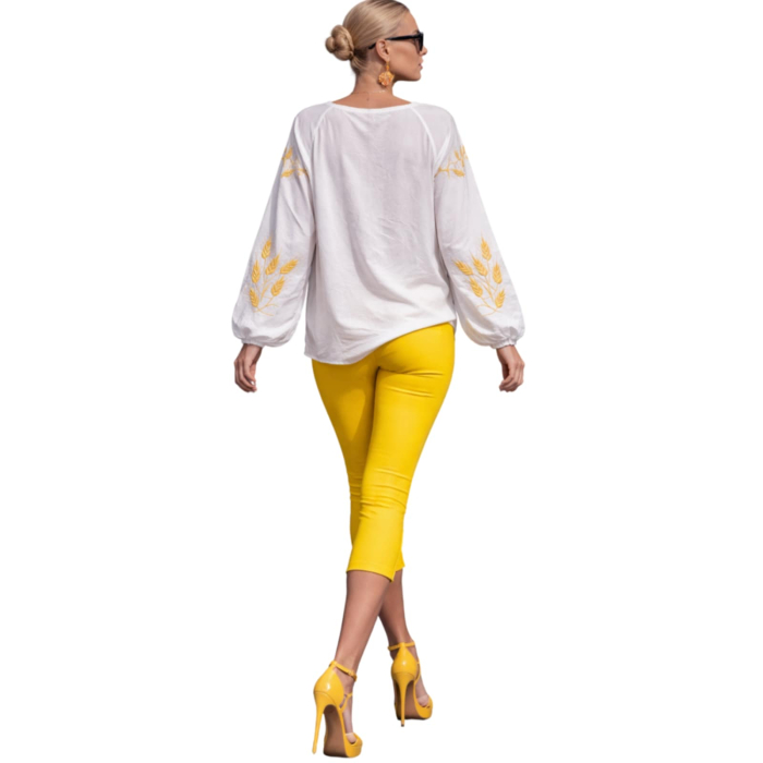 Bluza din bumbac tip ie cu aplicatii tip spice de grau galbene [2]