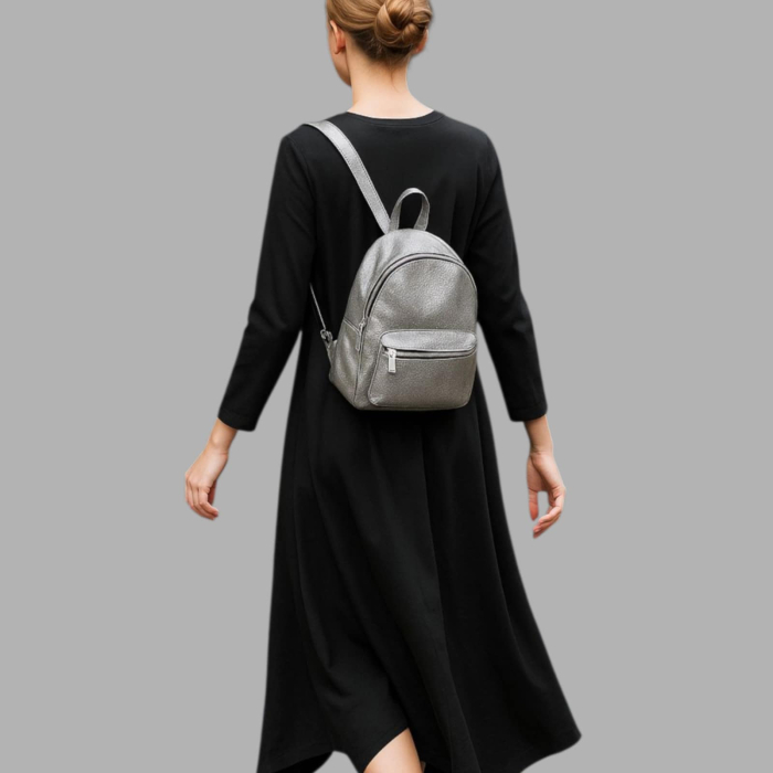 Rochie neagra din bumbac asimetrica cu pisica argintie cu sclipici argintiu [3]