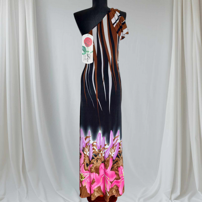 Rochie de Vara Lunga din Lycra cu un Umar Gol [3]
