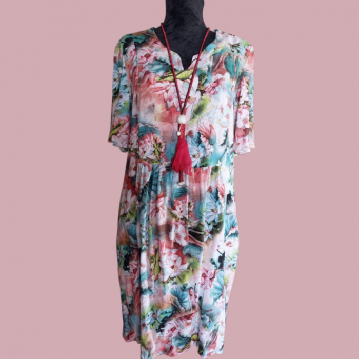 Rochie din Vascoza tip Baby Doll cu Imprimeu Floral [1]