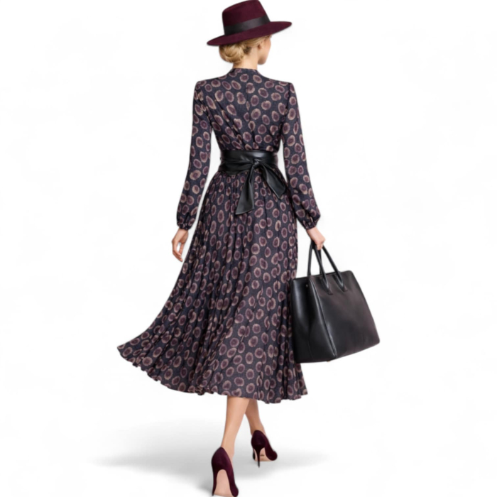 Rochie plisata pentru sezon rece cu decolteu parte peste parte [2]