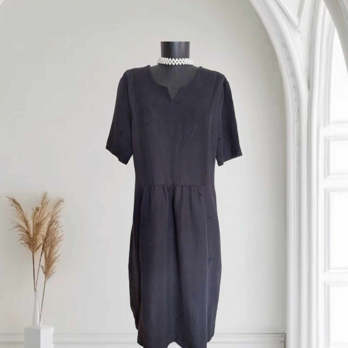rochie-de-vara-negra-din-bumbac-cu-buzunare [1]