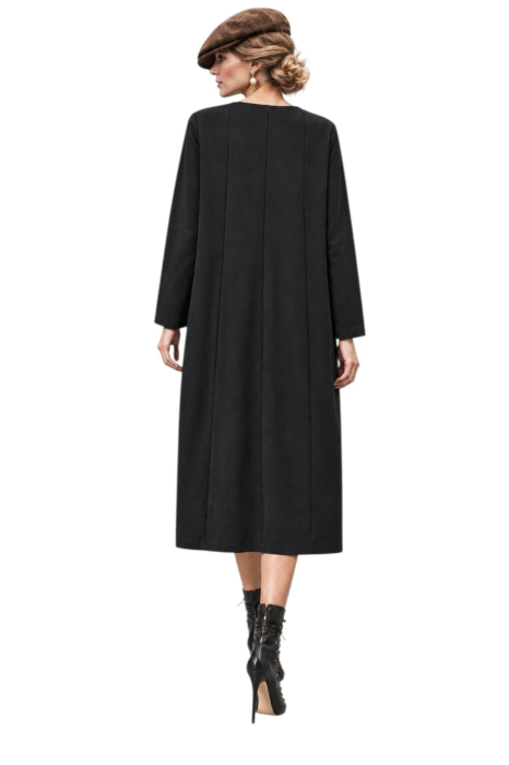 Rochie din bumbac neagra  cu buzunare supradimensionate [2]