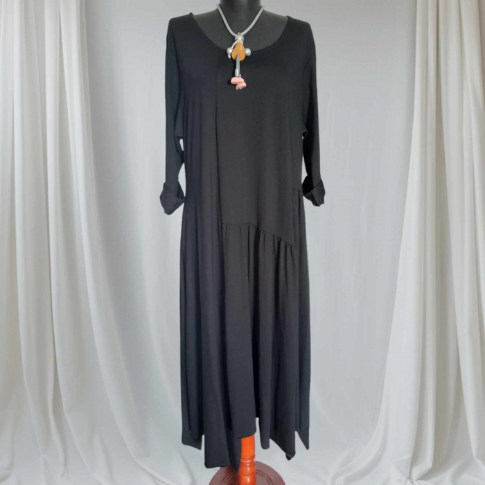 Rochie asimetrica din Bumbac Croi Larg cu Buzunare Laterale Ascunse [5]