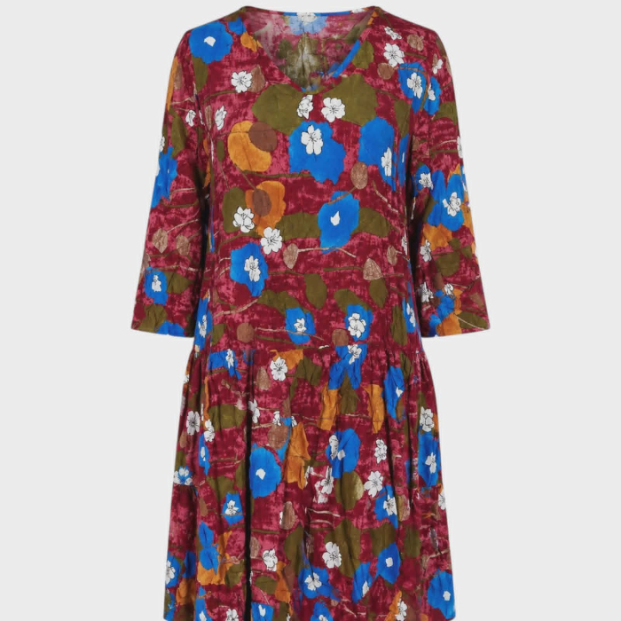 Rochie de vara croi lejer imprimeu pe fond visiniu [3]