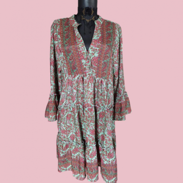 Rochie din Matase Indiana Tip Tunica cu Volane [1]