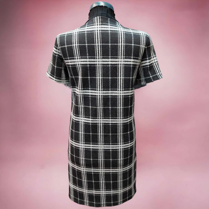 rochie mini carouri cu maneca scurta [2]