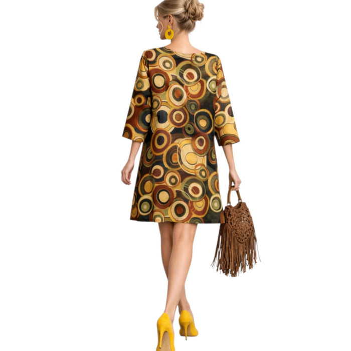 Rochie croi drept cu model cercuri si buzunare false pe partea din fata [2]