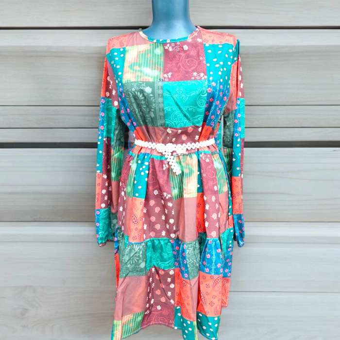 rochie scurta pentru vara cu imprimeu petice colorate [2]