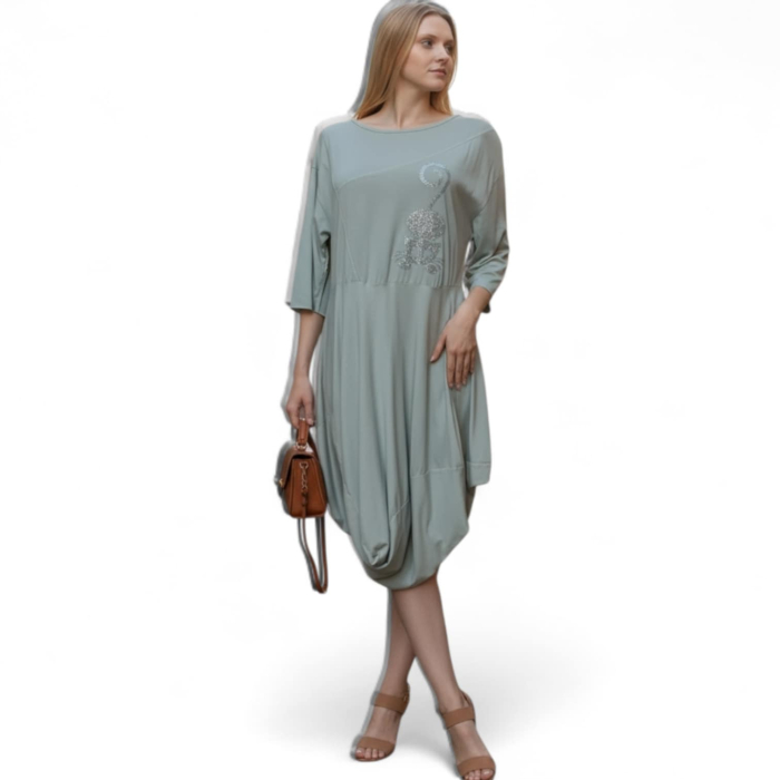 Rochie din bumbac asimetrica gogosar cu imprimeu pisica sclipici [3]