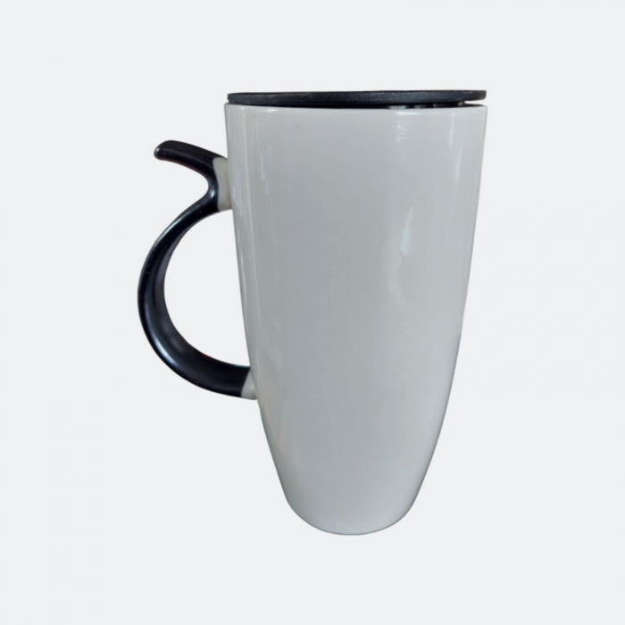Cana din Ceramica xxl cu Desen Pisica si Capac din Plastic [2]