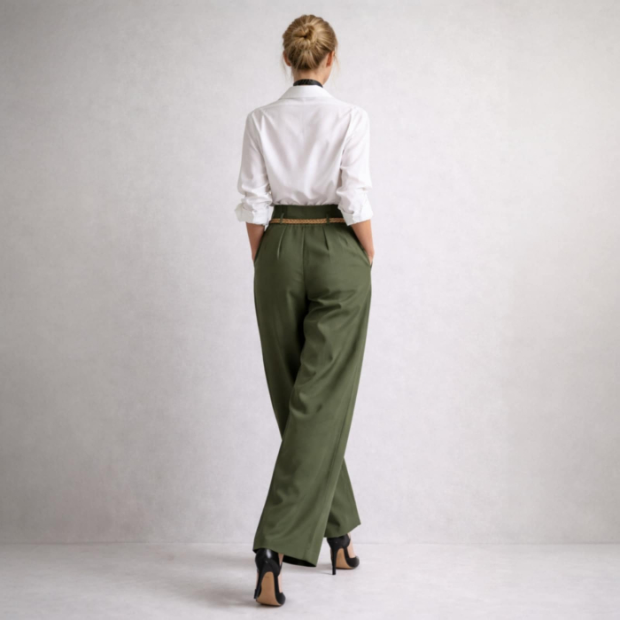 Pantaloni verde kaki parte peste parte cu buzunare laterale [2]