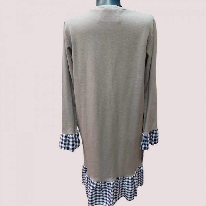 rochie din bumbac cu volane carouri pentru sezon rece [2]