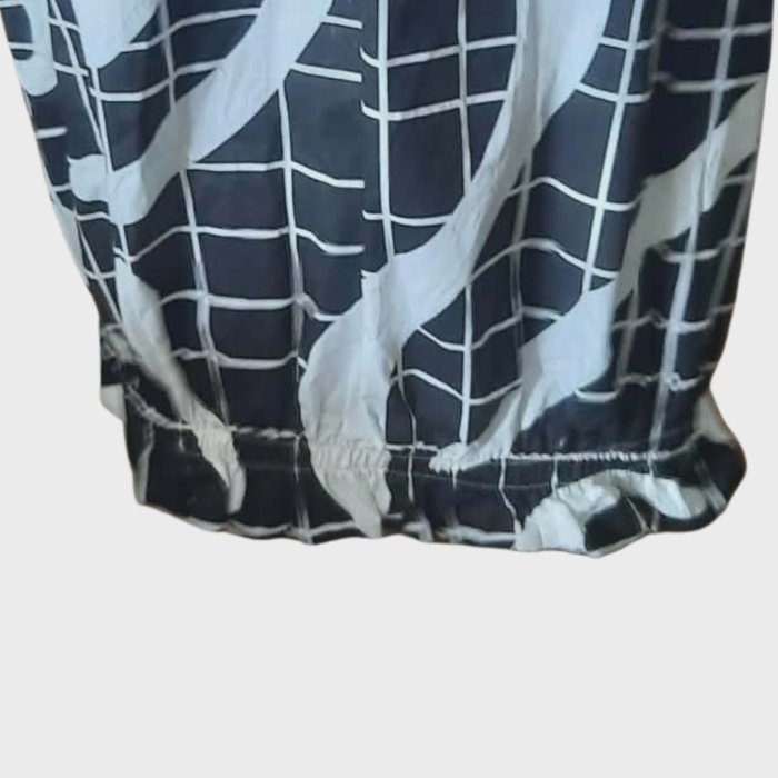 Rochie din bumbac si imprimeu alb si negru cu croi gogosar [3]