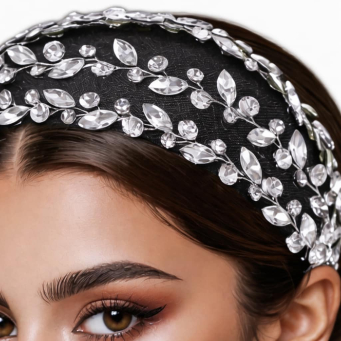 Bentita lata din metal argintiu inoxidabil cu pietre argintii [2]