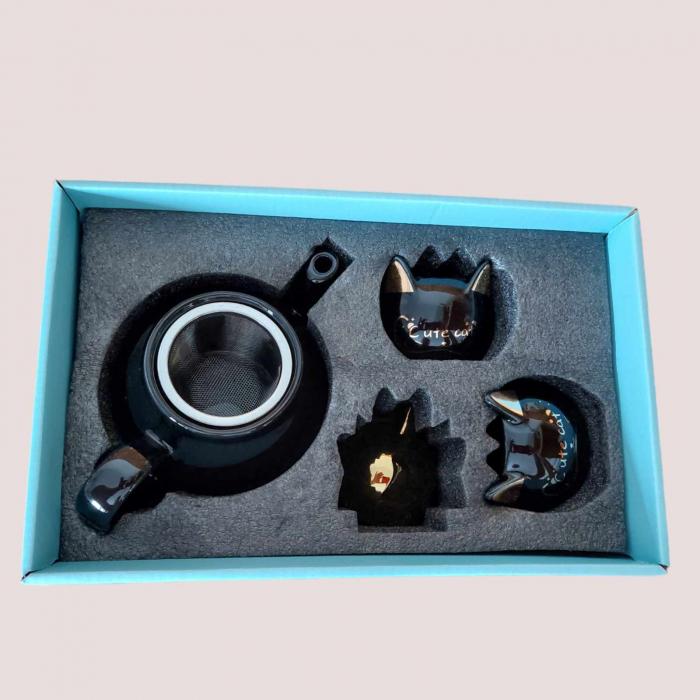 set cu doua canute ceai cafea din ceramica in forma de pisicia [4]