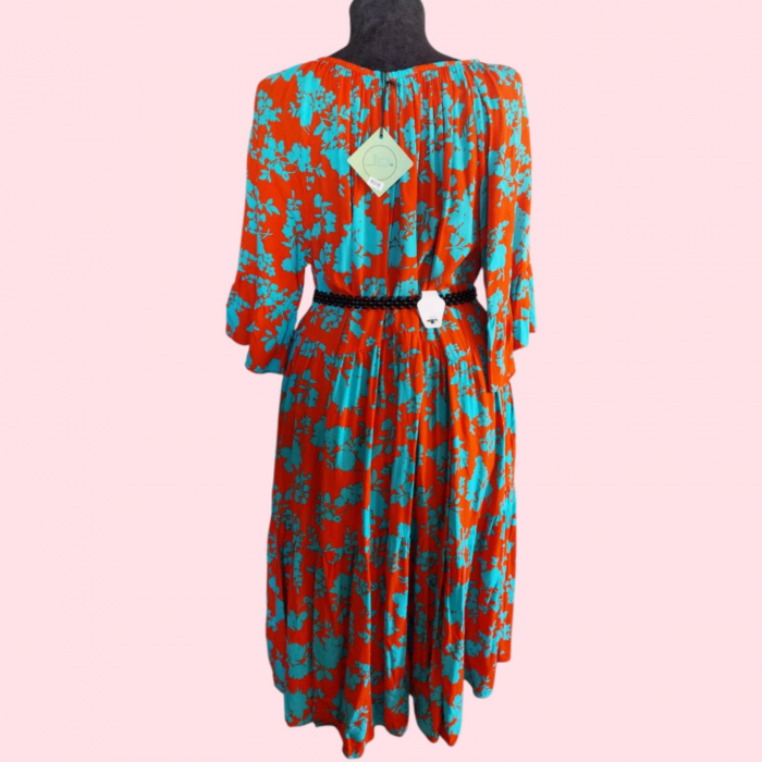 Rochie Ampla cu Volane din Vascoza si Imprimeu Floral [4]