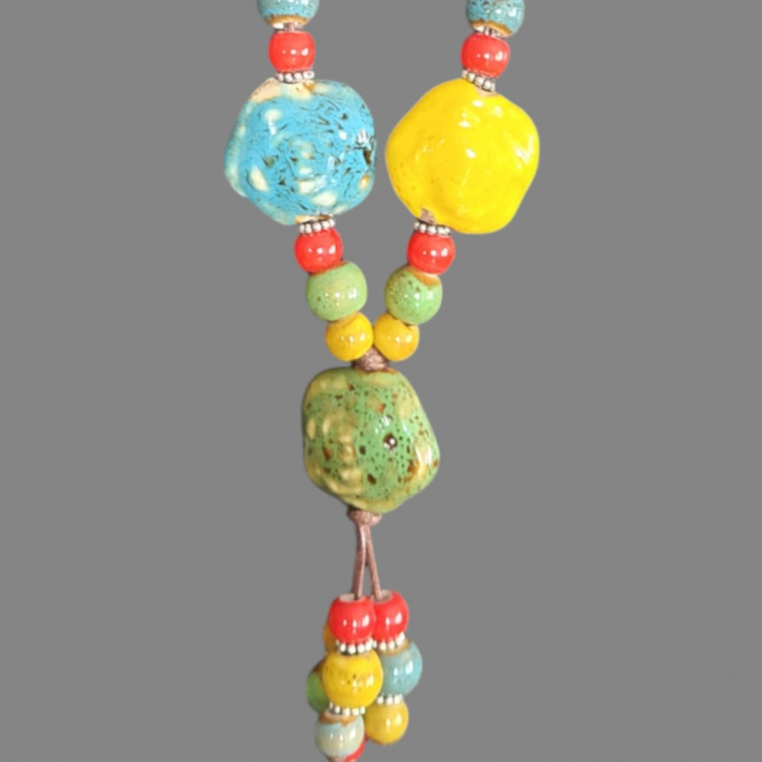 Colier lung cu pietre colorata din ceramica [2]