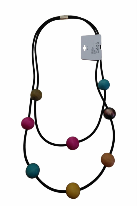 Colier doua siruri cu bile decorative colorate vibrante [3]