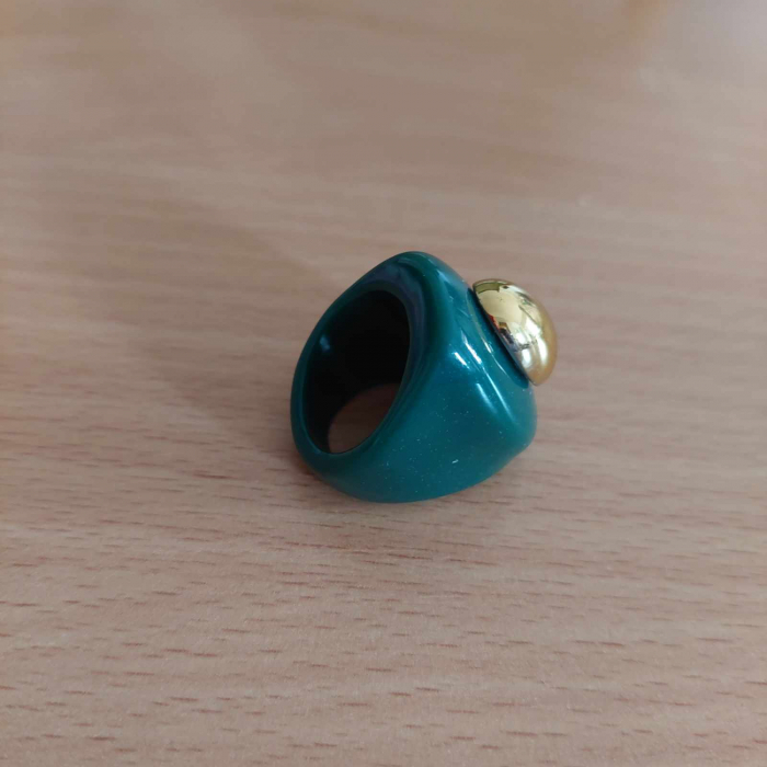 inel masiv din plastic verde cu piatra galbena [2]