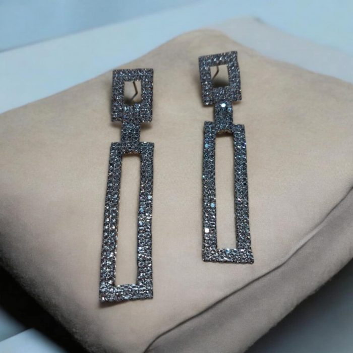 Cercei eleganti  masivi din metal gablont cu strasuri argintii [1]