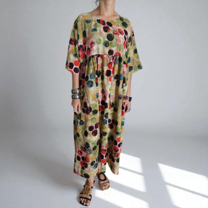 Rochie Tip Baby cu Imprimeu Cercuri Colorate si Buzunare Laterale [4]