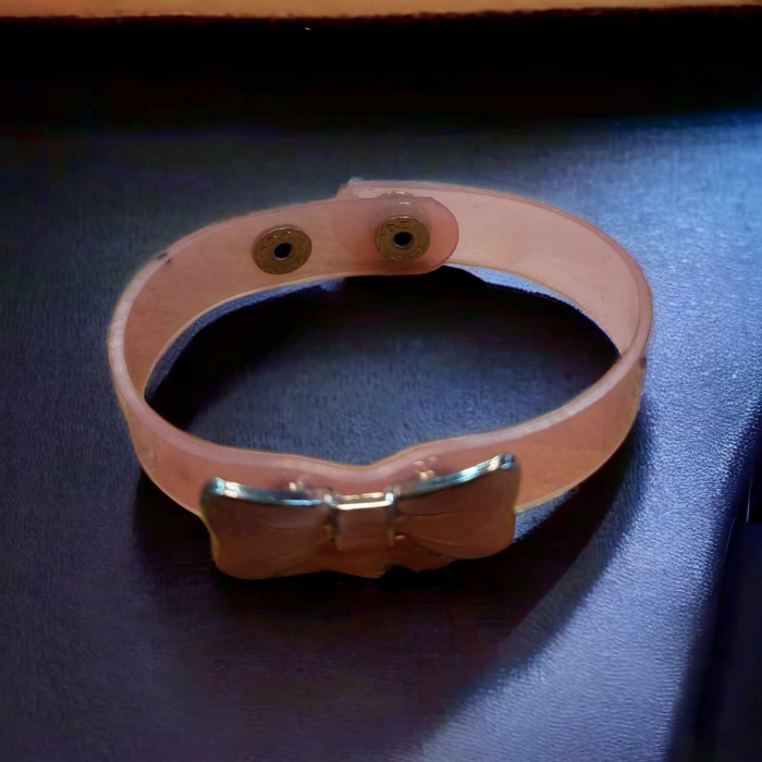 Bratara din plastic transparent roz cu fundita [2]