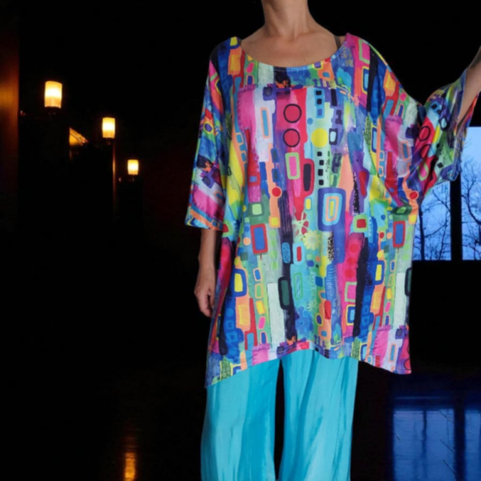 Bluza Tip Fluture cu Imprimeu Colorat pentru Marime Mare [1]