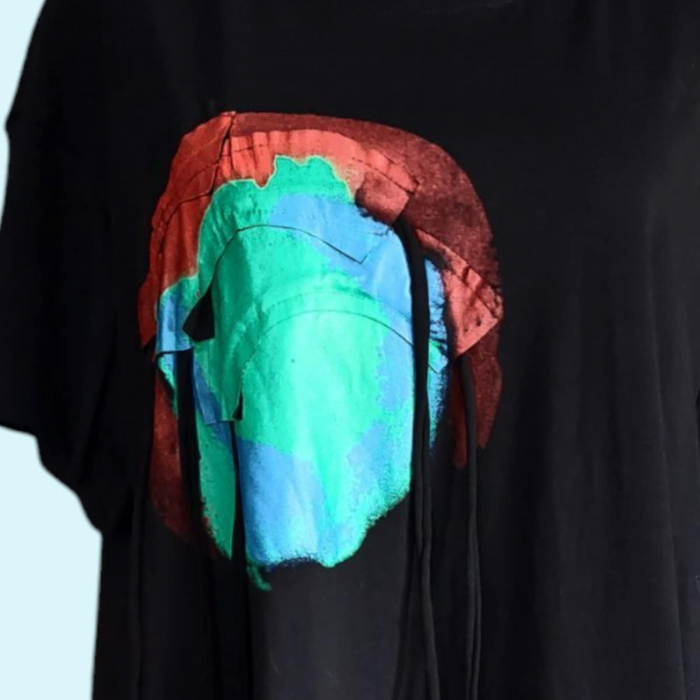 Rochie din Bumbac cu Insertii Colorate si Snur Tip Desigual [3]