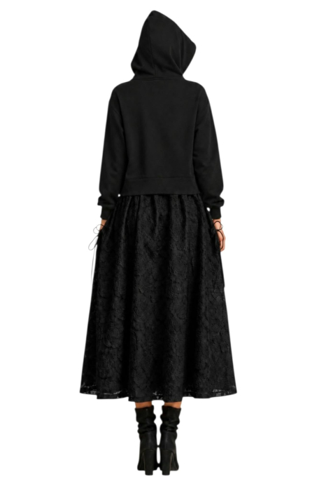 Rochie din bumbac tip  hanorac cu  dantela neagra [3]