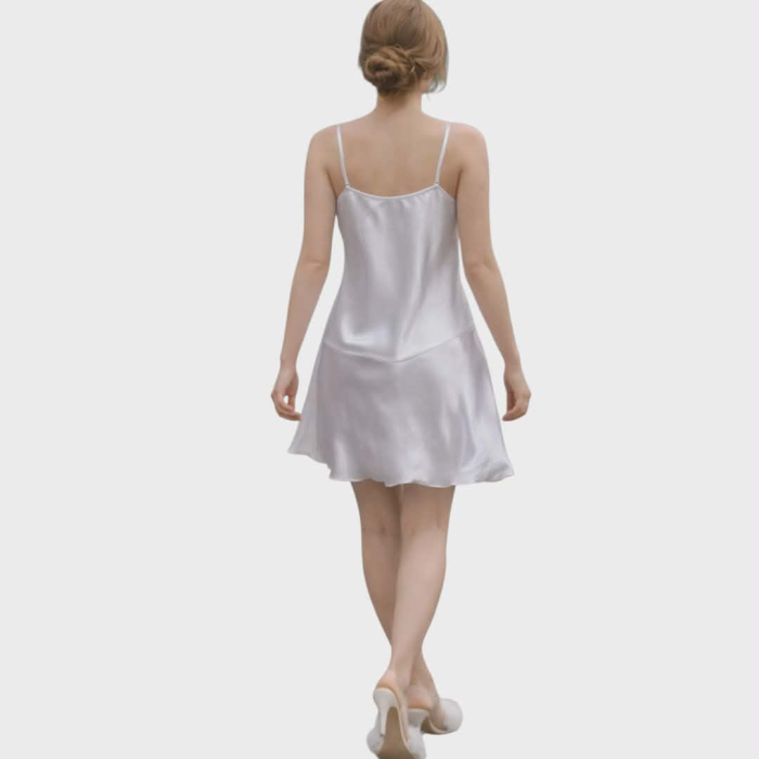 Furou din satin alb cu bretele reglabile [2]