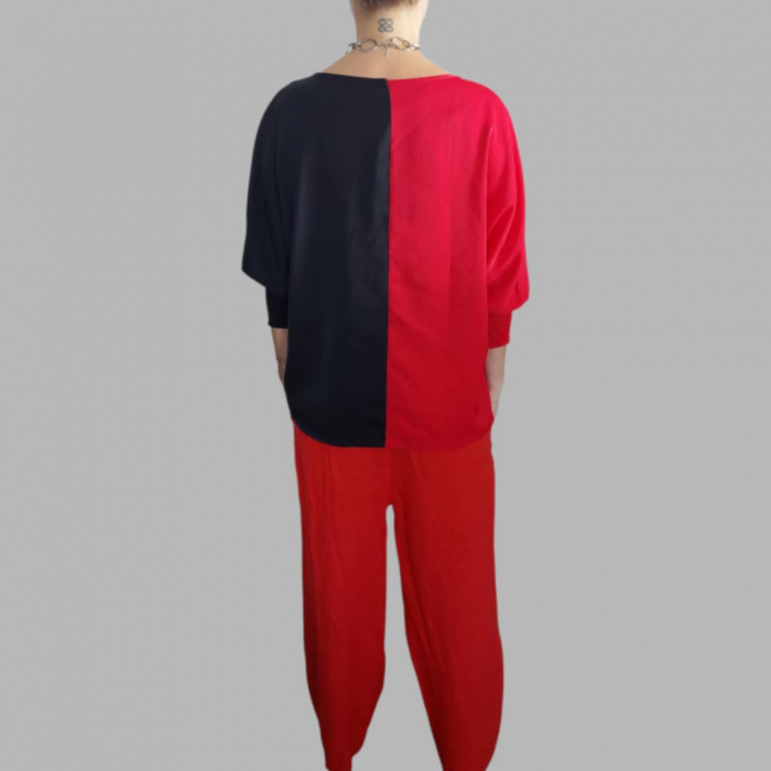 Bluza in doua culori rosu si negru cu anchior [3]