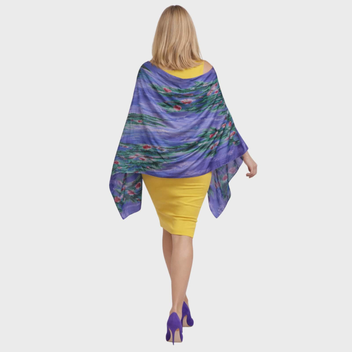 Esarfa generoasa din matase cu imprimeu design artistic [2]