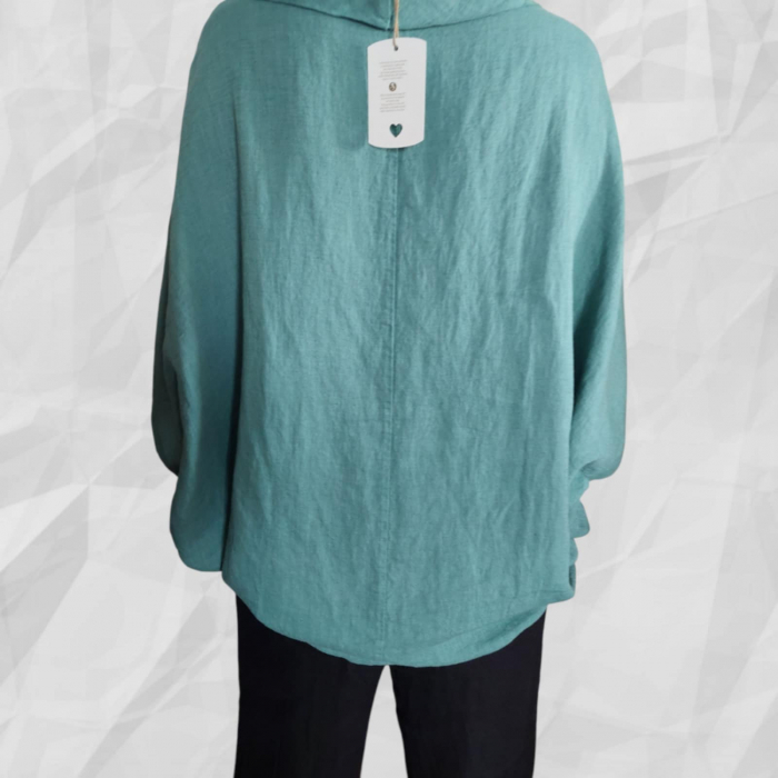 Bluza din In Tip Fluture cu Floare din Material Cusuta [3]