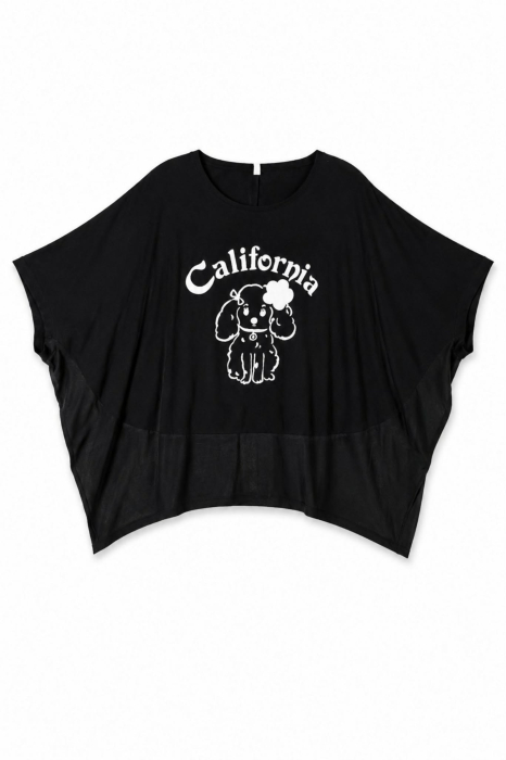 Bluza neagra  din bumbac cu imprimeu catel  tip fluture [3]