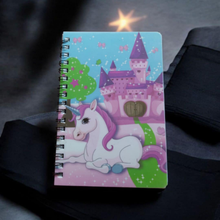 Agenda pe Spirala cu Foi Dictando si Coperti din Plastic cu Desen Unicorn [1]