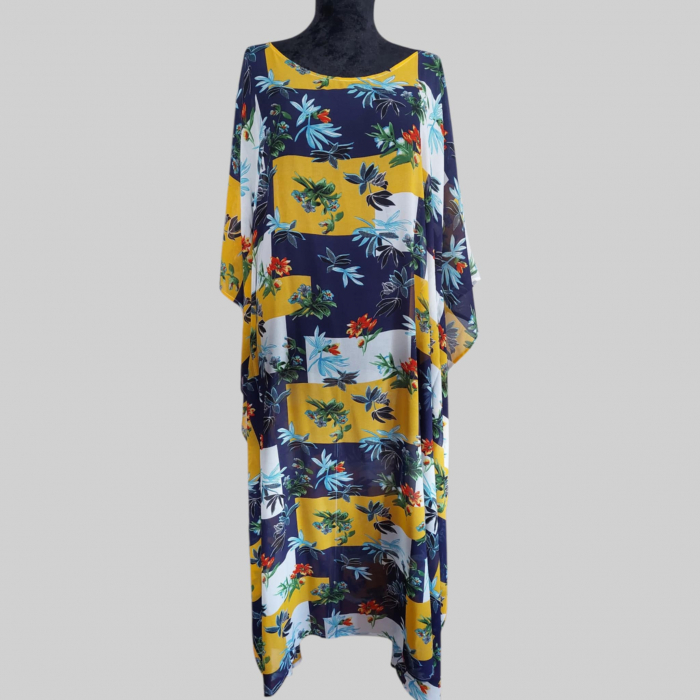 Rochie croi larg tip fluture din voal cu imprimeu floral [1]
