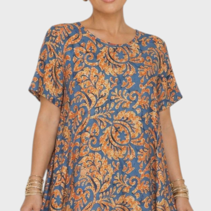 Rochie din bumbac pentru vara cu imprimeu portocaliu [2]