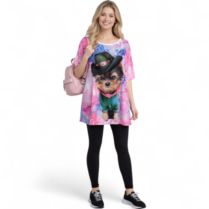 Bluza de vara cu imprimeu caine pentru marime mare [2]