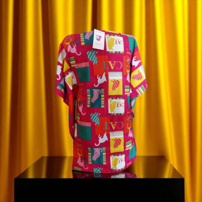 Bluza din Bumbac Fluture cu Desen Pisici [3]