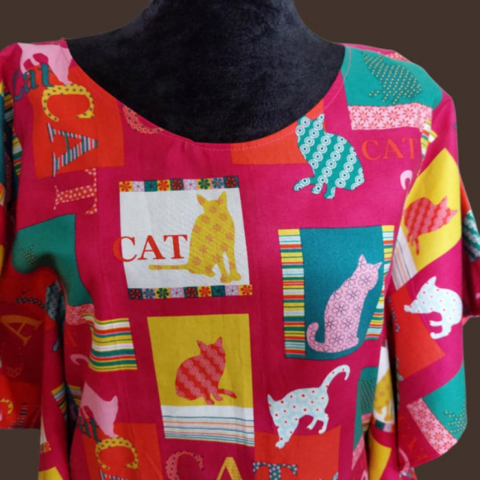 Bluza din Bumbac Fluture cu Desen Pisici [4]