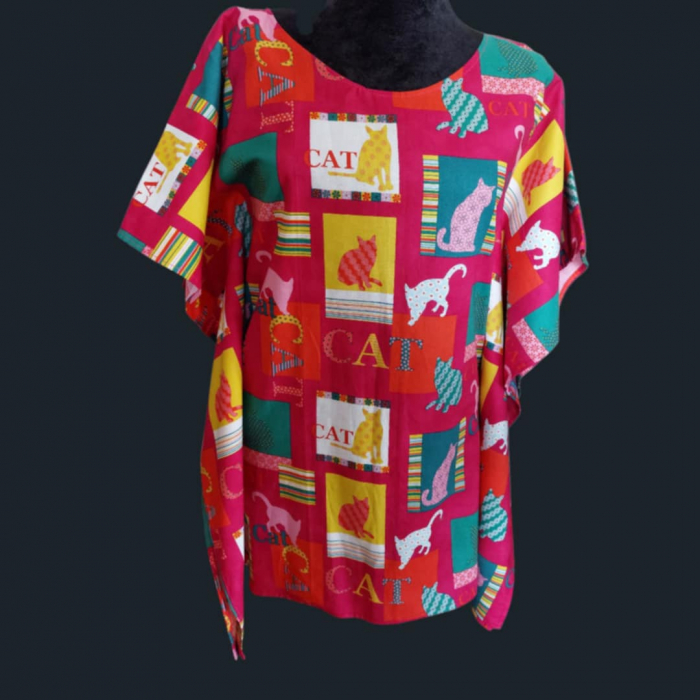 Bluza din Bumbac Fluture cu Desen Pisici [4]