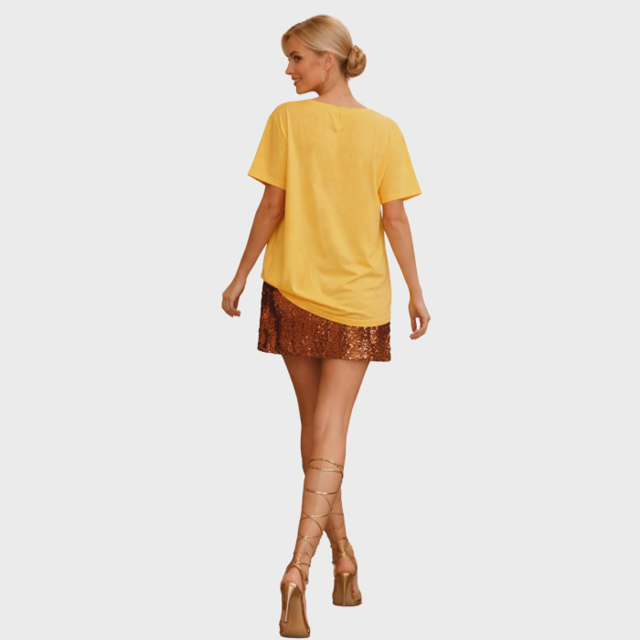 Bluza din bumbac galbena cu broderie pisica si fetita [2]