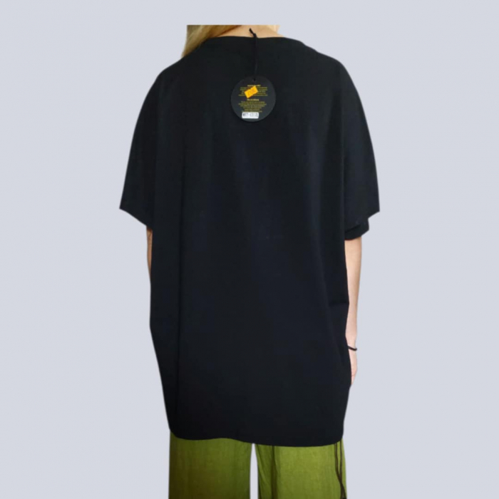 Bluza din Bumbac pe Fond Negru pentru Marime Mare si Imprimeu Colorat [3]