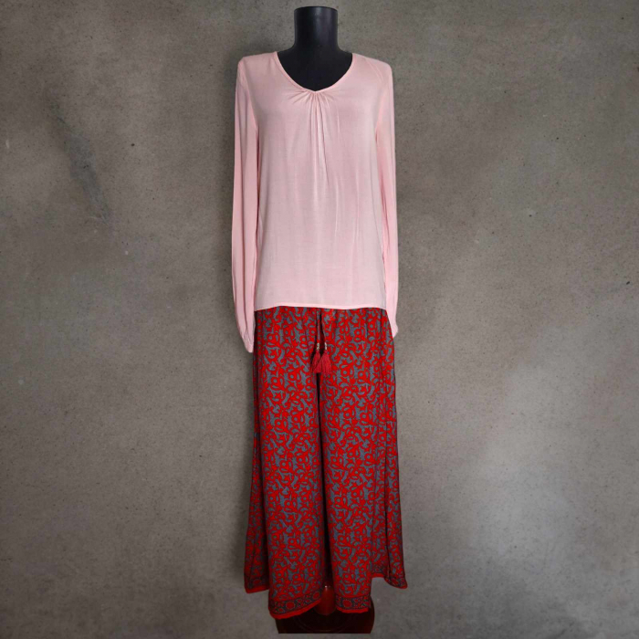 Bluza din bumbac roz prafuit  cu anchior [2]