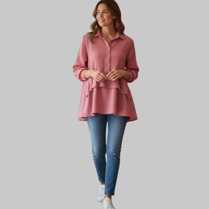 bluza din bumbac asimetrica cu fir lame [1]