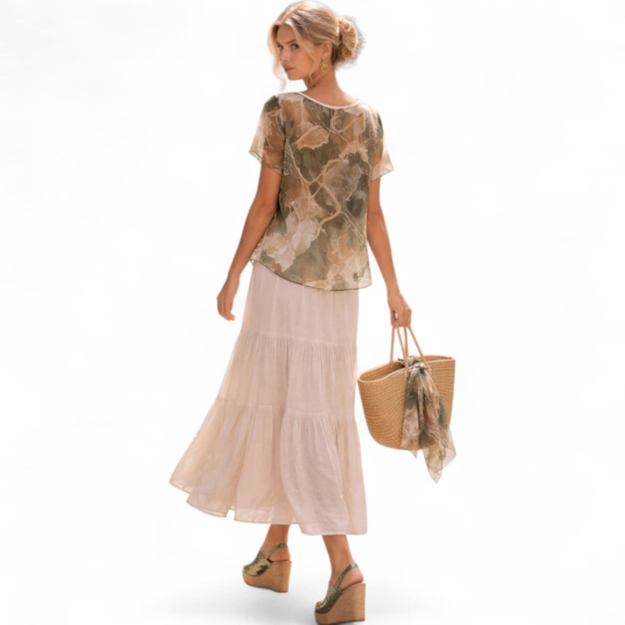 Bluza din Voal Tip Camasa cu Volan Suplimentar pe Fata [3]