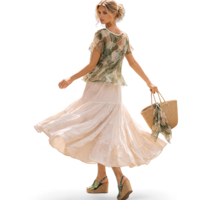 Bluza din Voal Tip Camasa cu Volan Suplimentar pe Fata [4]