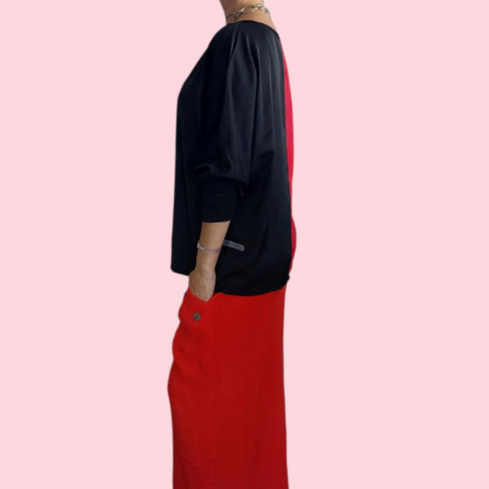 Bluza in doua culori rosu si negru cu anchior [4]