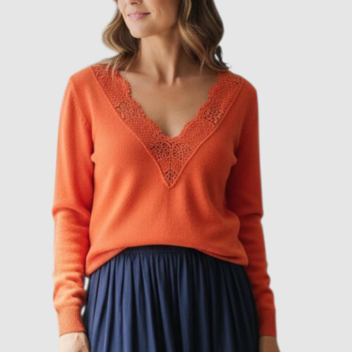 Bluza pentru Primavara cu Dantela la Decolteu [4]